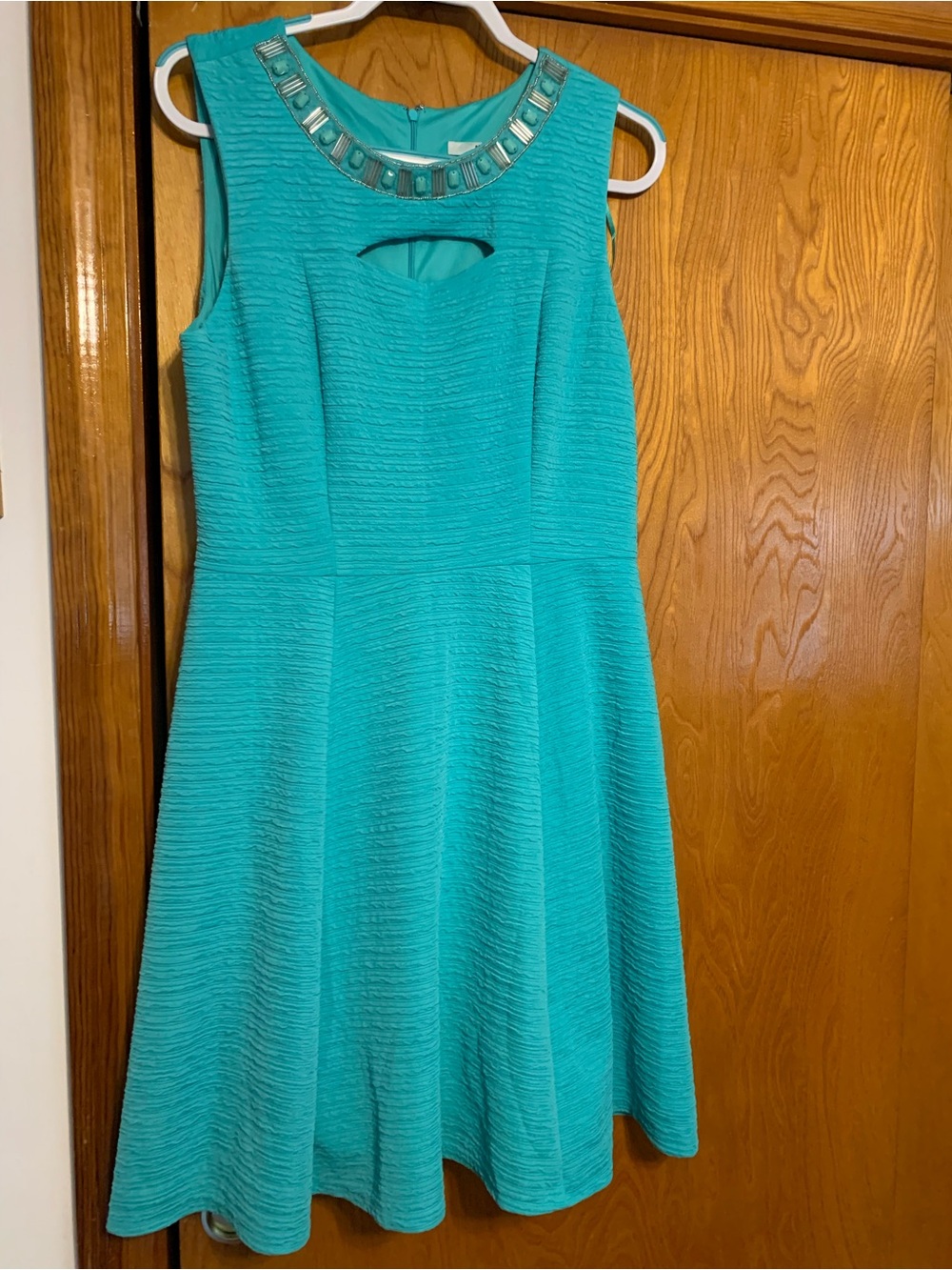 Teal Sleeveless Jewel-Neck Fit & Flare Dress beautiful dress 16 nwt